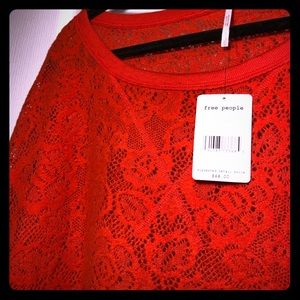 NWT Free People Red Lace Shirt